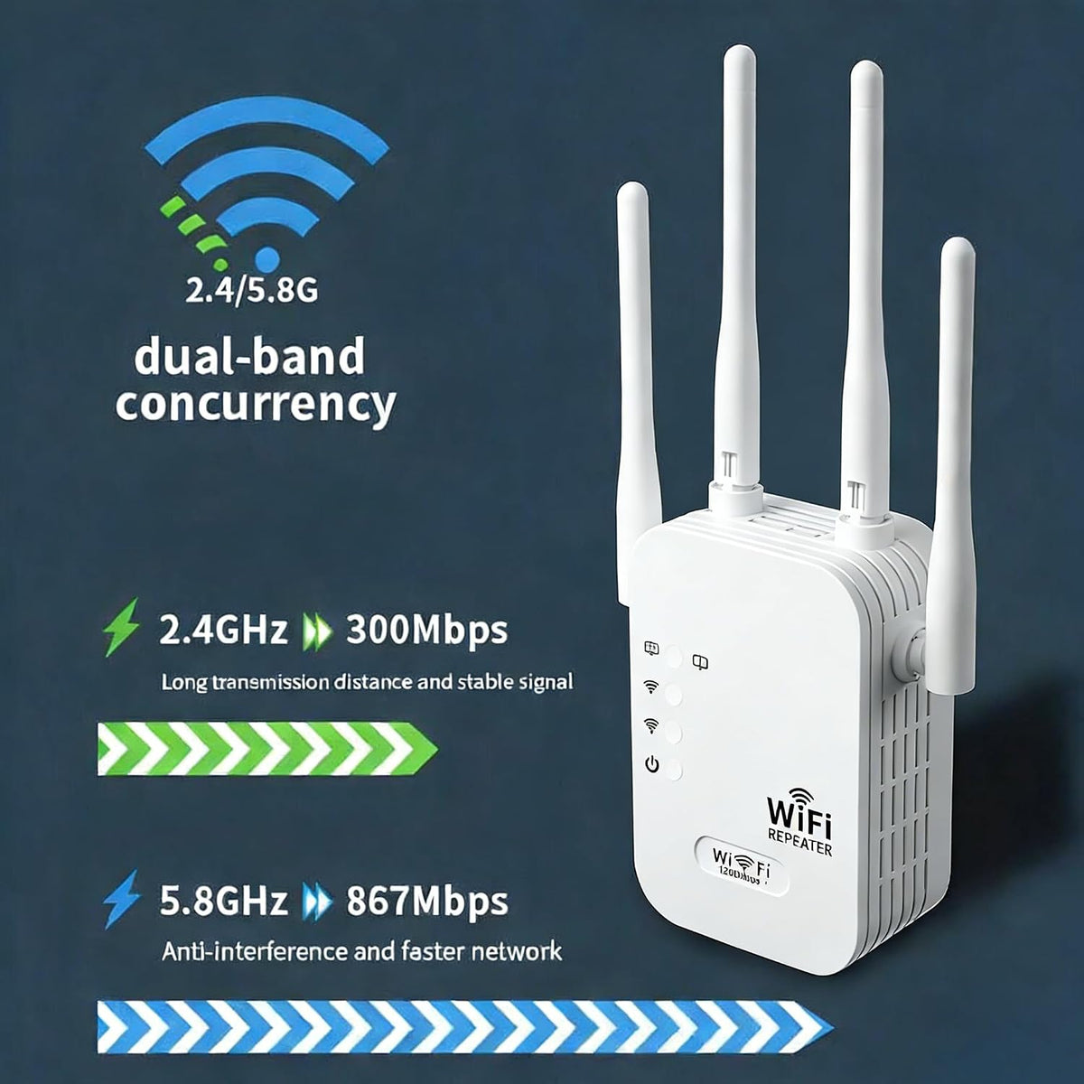 Dual-Band Outdoor WiFi Range Extender – Weatherproof 1200Mbps Booster for Yards, Patios & Garages