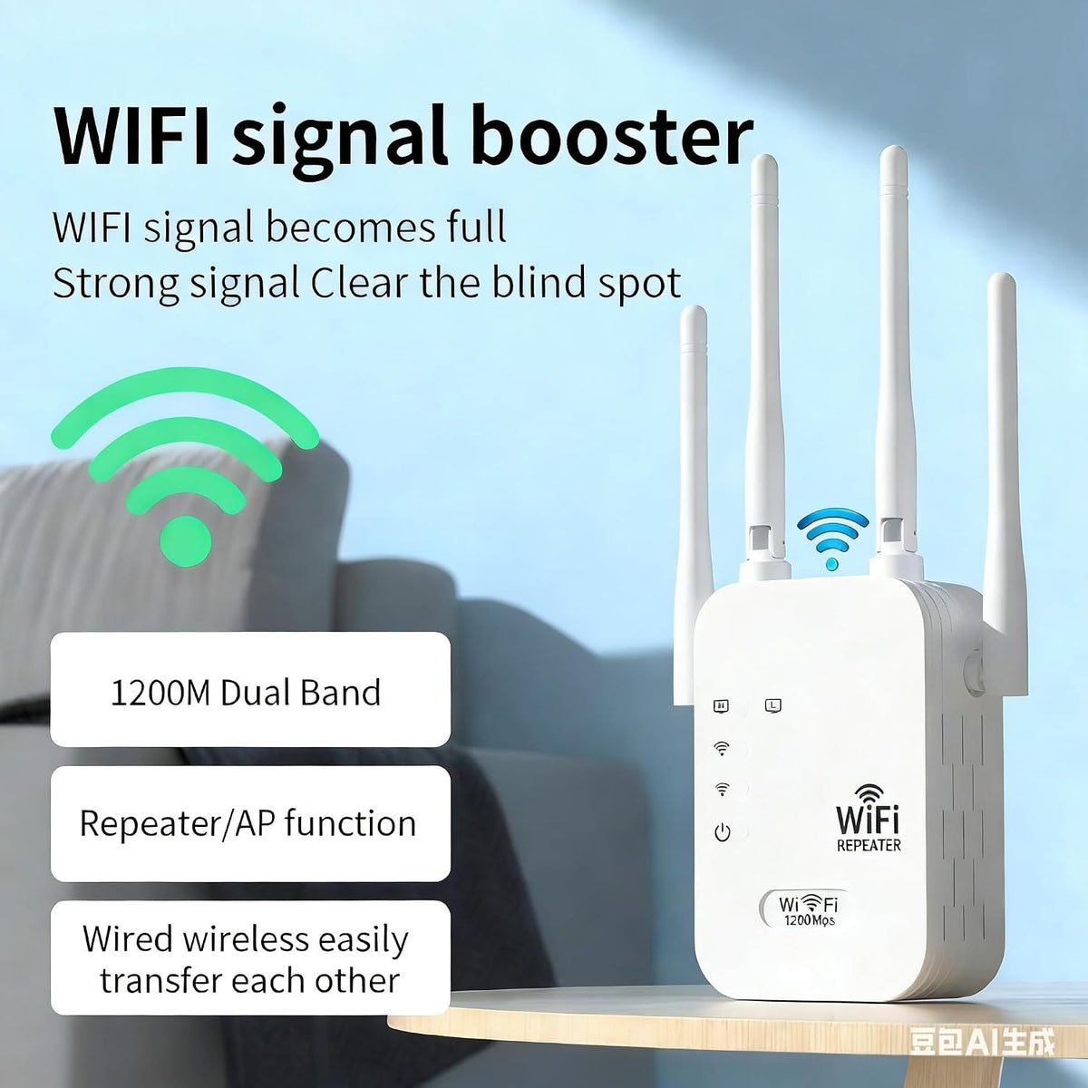 Dual-Band Outdoor WiFi Range Extender – Weatherproof 1200Mbps Booster for Yards, Patios & Garages