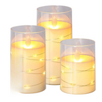Flameless LED Candles with String Lights – Remote Control Battery Operated Timer Candles for Home Decor, Weddings, Christmas & Parties