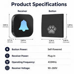 Dotisk Wireless Dog Doorbell for Potty Training - Self-Powered Paw Button & Plug-In Chime to Help Dogs Ask to Go Outside
