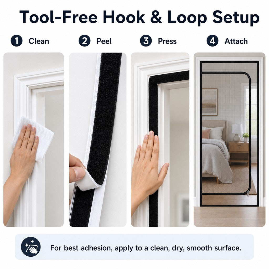 Dotisk Zippered Pet Mesh Door Barrier for Bedrooms & Home Offices - Helps Keep Cats in Designated Rooms Without Closing the Door